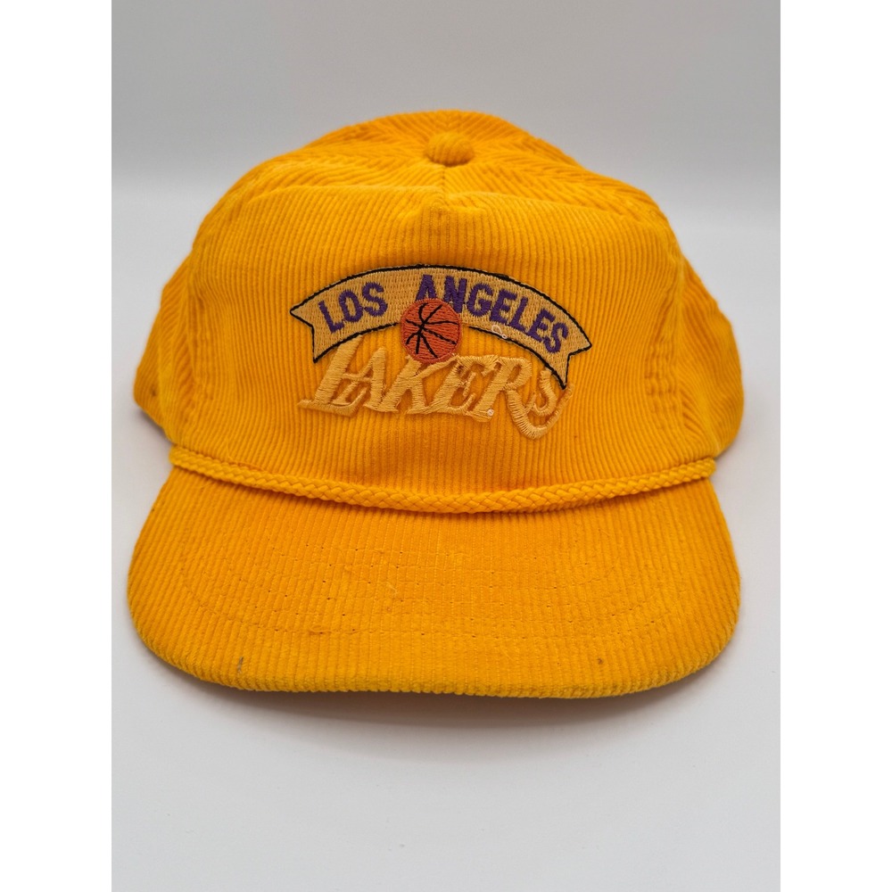 Vintage Los Angeles Lakers AmaPro Corduroy Hat Gold Yellow NBA Rope Cap OSFA